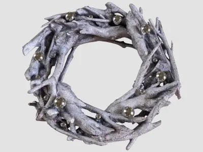 Sparkling silver glitter wreath 3D Scan Low-poly 3D model