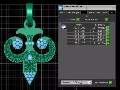 gold floral pendant 3D printable model  3D print model