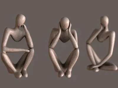 Stone Statuettes Low-poly 3D model
