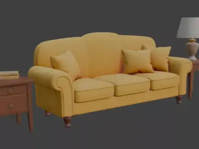 Cartoon sofa set Disney style 3D model