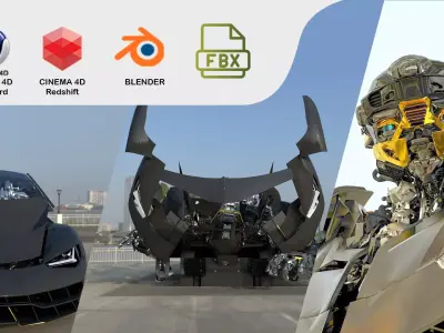 HotRod full Transformation Rigged animated TF last knight 3D model