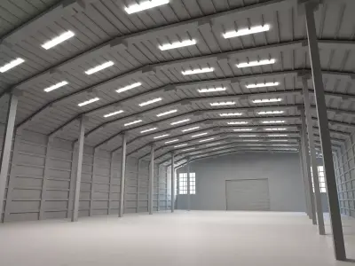 MODEL WAREHOUSE 3D model with metal beams 3D model