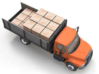 International Durastar flatbed truck Low-poly 3D model