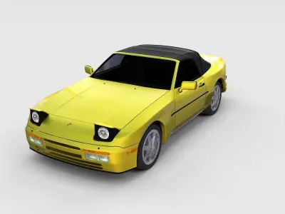 Porsche 944 Cabriolet with Interior rev 3D model
