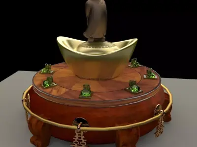 Chinese display stand with monk kid  3D model