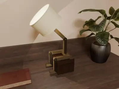 Funky Stickman Lamp with Bench Free low-poly 3D model