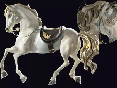 Carousel Horse Sculpture model beige 3D model