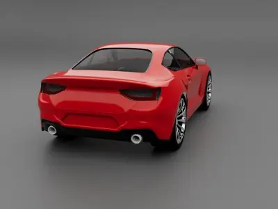 Red Coupe Low-poly 3D model
