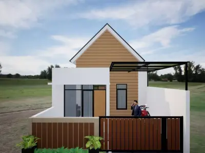 Simple Modern Residential House Exterior Low-poly 3D model