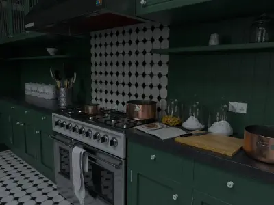 Luxury Victorian Style Apothecary Kitchen 3D model