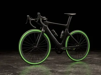 High quality Sport Bike with green neon lights Low-poly 3D model