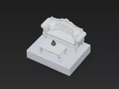 Luxury Sofa with Table on Podium 3D Interior 3D print model
