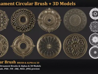 8 Ornament Circular 3Dmodel  Brush alpha 3D model