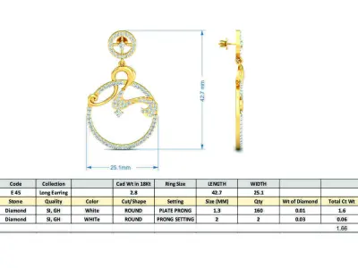 Women Earrings 3dm STL OBJ FBX Render Details 3D print model 10