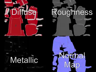 Red Sport Duffel Bag Model Pack with PBR Textures Low-poly 3D model