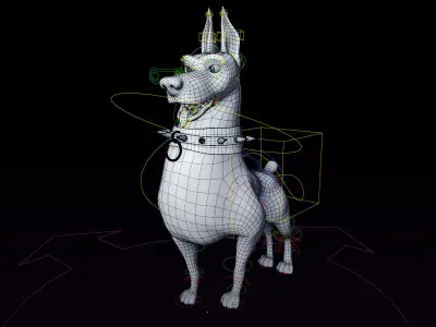 Doberman - stylized Dog rigged character for Blender Low-poly 3D model