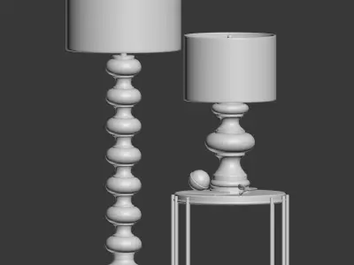 Jasmine Glass Floor and Table Lamp  3D model