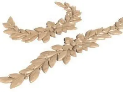 Cartouche-007 gold leaf wreath 3D model