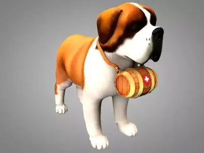Senbernar st bernard dog holding barrel 3D model