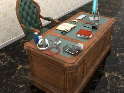 Classic European Style Working Table 3D model