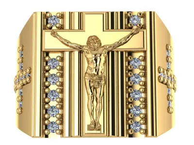 Jesus Cross Men Ring 3D Printable Jewelry Model 3D print model