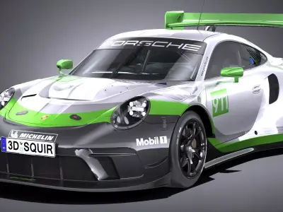 Porsche 911 GT3R 2019 lowpoly Low-poly 3D model
