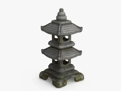 Pagoda Lantern Garden Statue Low-poly 3D model
