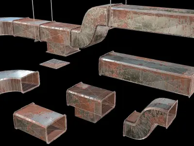 Ventilation Modular PBR 04 Low-poly 3D model