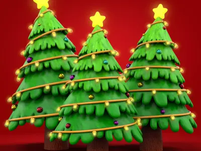 Cartoon Christmas Tree Low-poly 3D model