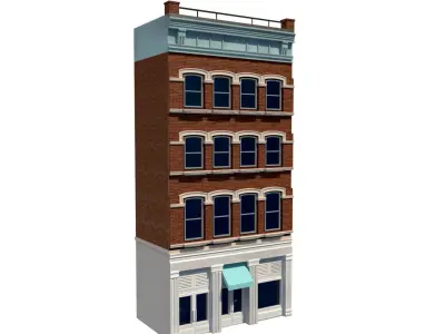 LowPoly FACADE Townhouse 2 Low-poly 3D model