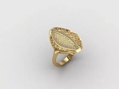 Women Ring With Stone Diamond Ready STL 3DM Models Womens Rings 3D print model 8