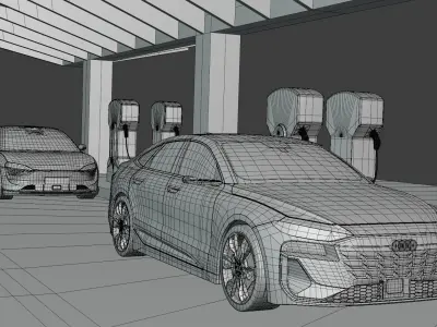 Charger with Audi Luxeed and Nio with caravan 3D model