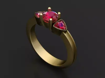 Luxurious Gold Ring with Ruby 3D print model