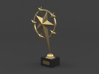 Gold Trophy Cups 3D model 19