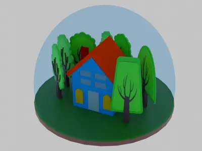 house globe Low-poly 3D model