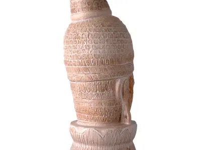 Large Carved Head Buddha Lotus 3D model