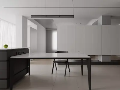 Modern living room dining room interior scenes 490 3D model