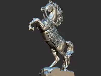 Arabian Horse Rearing 3D Printable Decor Model 3D print model