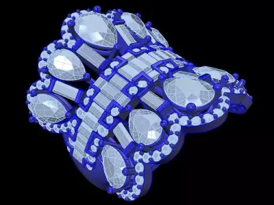 Ring With Diamonds 3D Rhino Print Model 3D print model