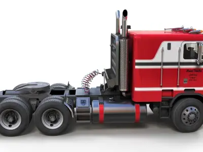 Freightliner Powerliner semitruck Low-poly 3D model