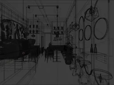 CoffeeShop 3d Interior Design Blender - Obj 3D model