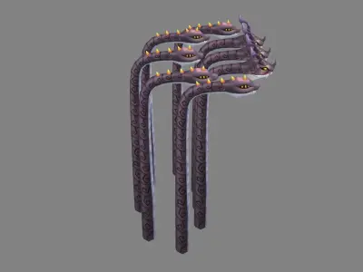 Cartoon Snake Nest - Eight Snakes Low-poly 3D model