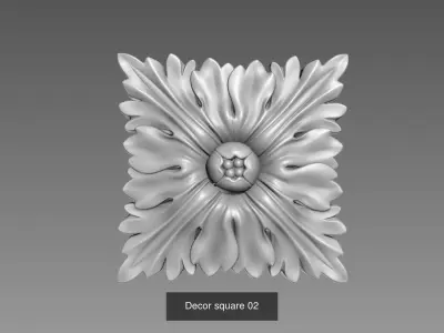 Decor rosette square 3D Model Collection