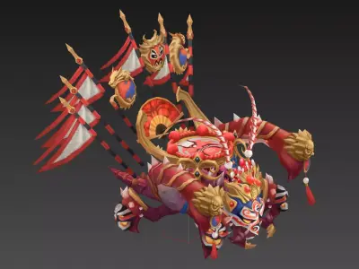 Peking Opera Face Mount Low-poly 3D model