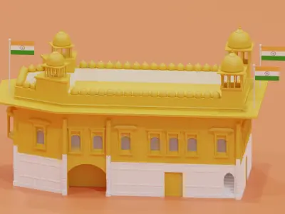 Cartoon Golden Temple India 3D model