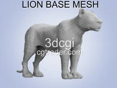 Lion Big Cat base mesh 3d model Low-poly 3D model