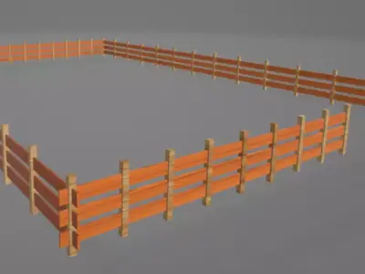Wooden fence for house boundary Free 3D model