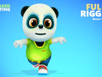 Panda Bear Low poly Animated Rigged Low-poly 3D model
