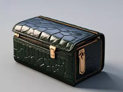Elegant Green Leather Jewelry Box Low-poly 3D model
