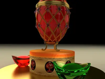 Chinese gold Ingot and egg  led light 3D model